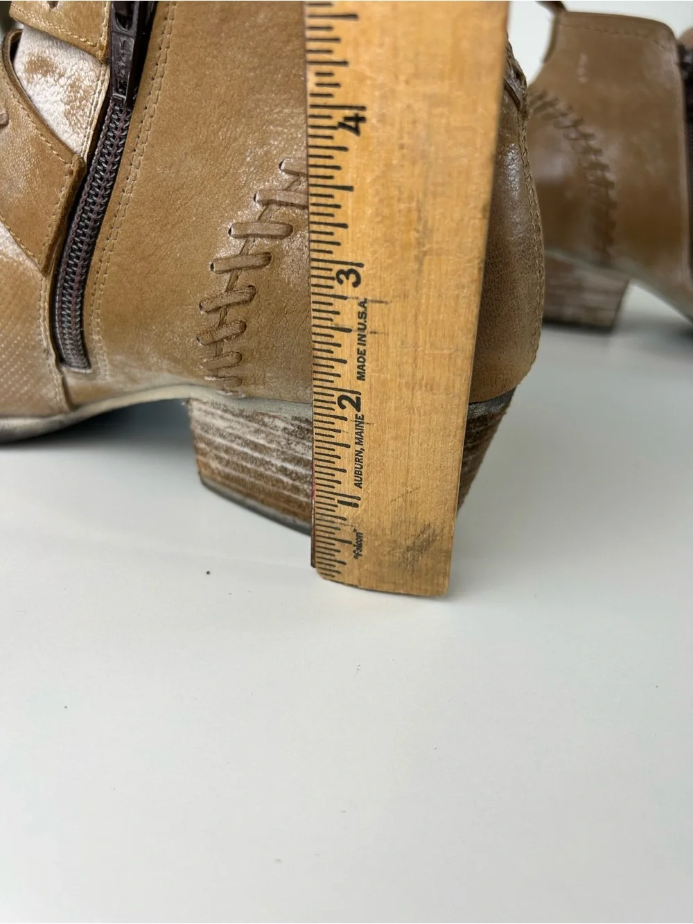 ROAN BY BED STU DUNE HEELED LEATHER ANKLE BOOTIE DISTRESSED TAN SIZE 9